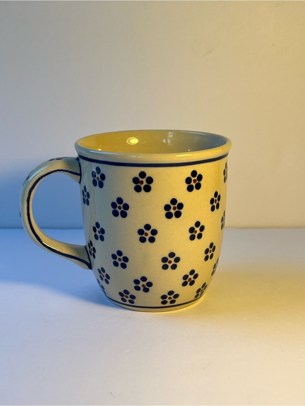 Vintage Polish Boleslawiec Pottery Mug Hand Made In Poland Floral 149 12oz - Picture 3 of 5